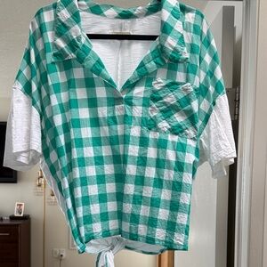 Green Checkered Women's Blouse